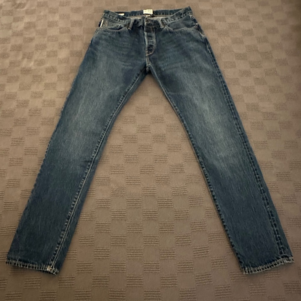 TODD SNYDER SLIM SELVEDGE JEANS MID-BLUE WASH 32W X 34L